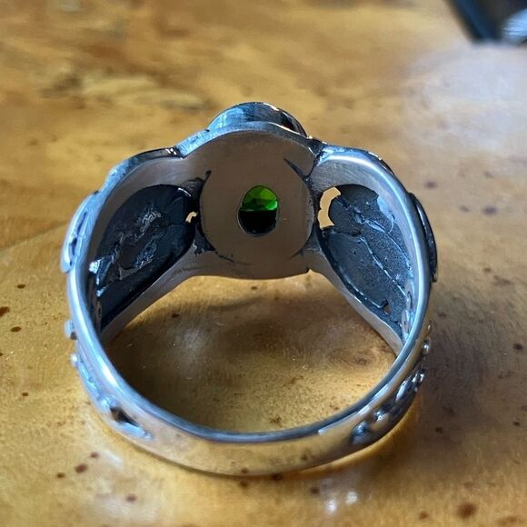 Natural Chrome Diopside Sterling Silver Butterfly Ring Size 6 - Picture 5 of 9